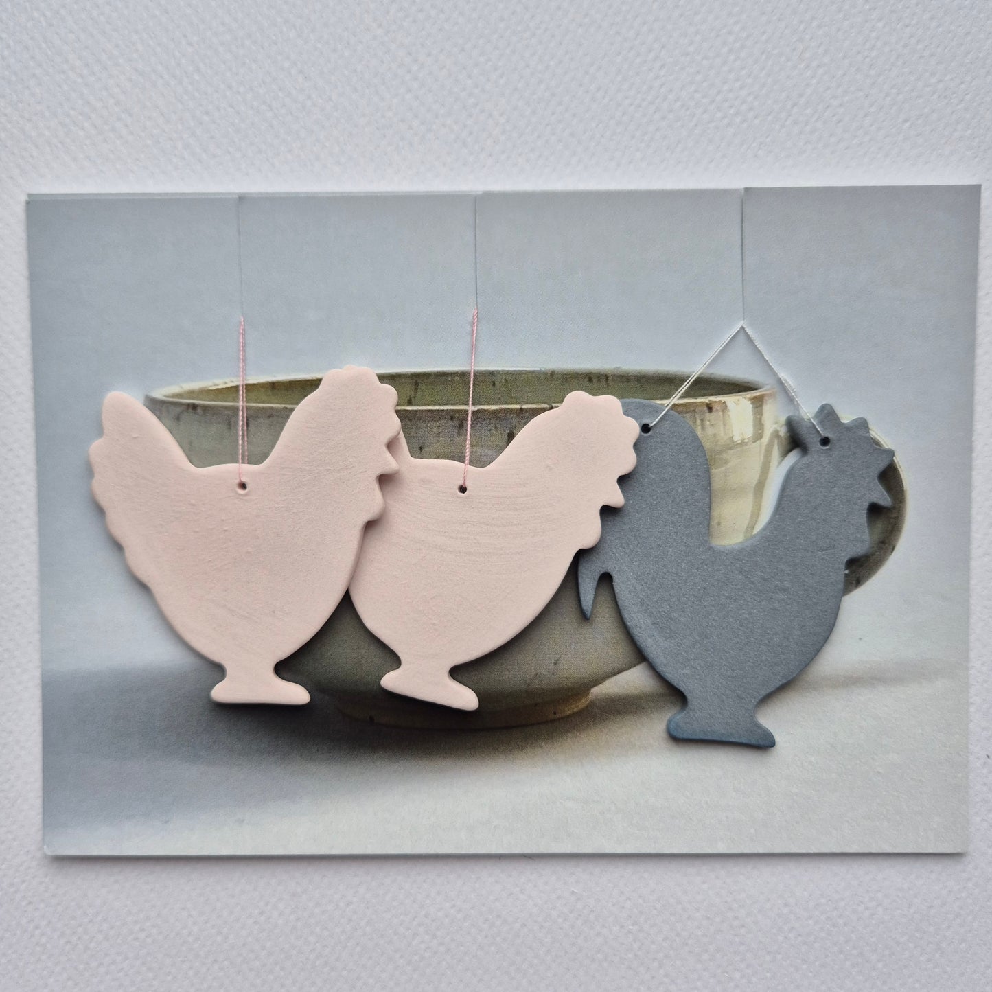 Hane/høne, rosa og mørkegrå farvekombi